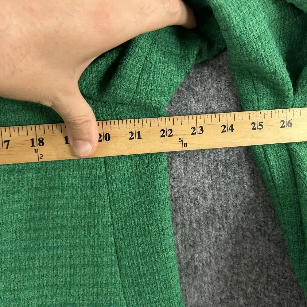 Mango Blazer XXL Tweed Double Breasted Fringe Green Office Work Meetings Retro - Picture 15 of 16